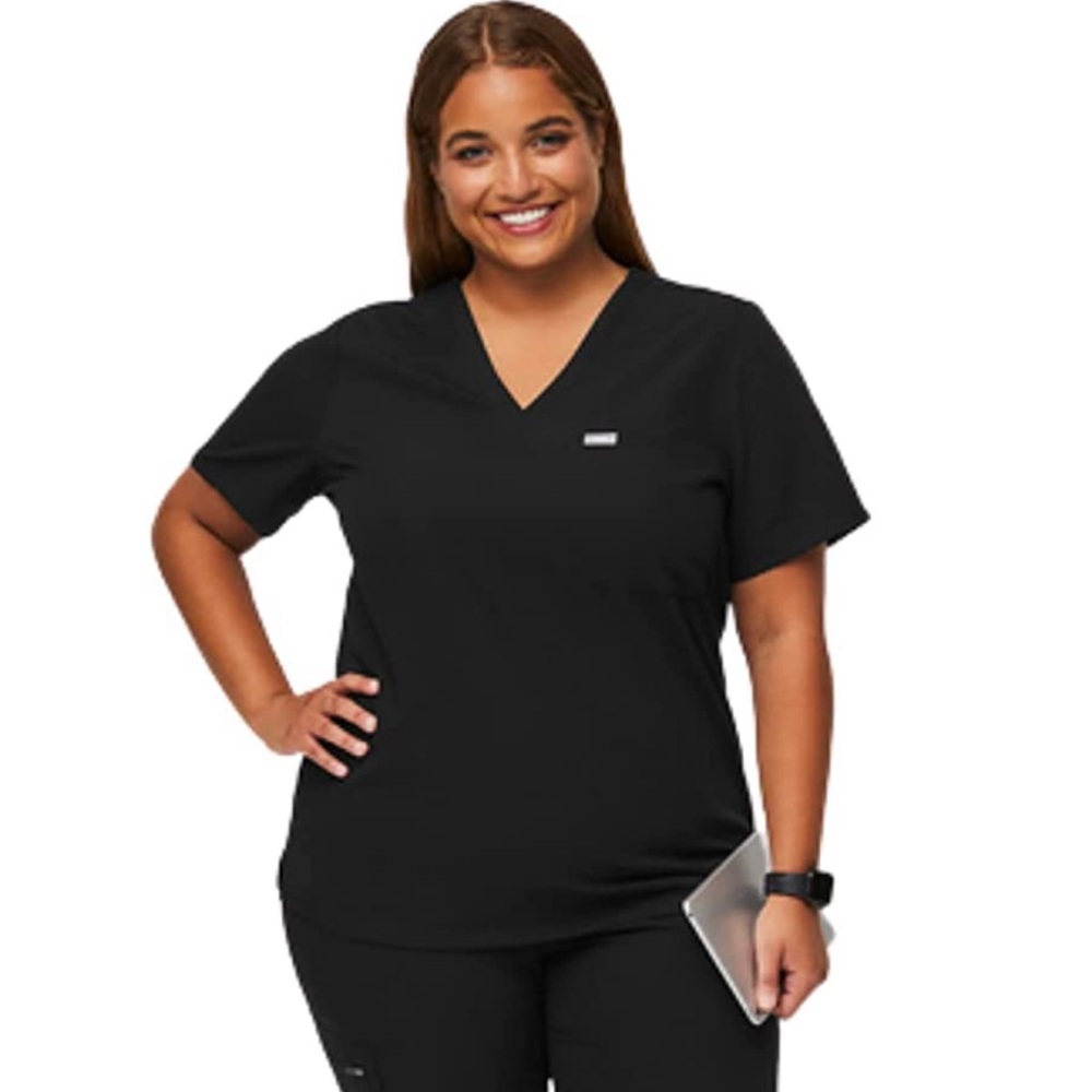Women's Black Catarina - One-Pocket Scrub Top - M / Black